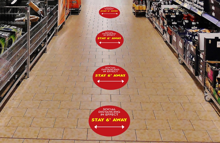 Social Distancing Stickers Remind Customers and Staff to Keep their Distance